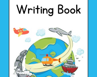 Black White Transport Writing Book - Coloring Book - DIGITAL - PRINTABLE