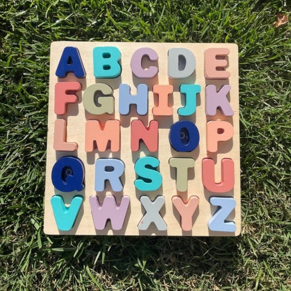 PERSONALIZED Two Puzzle SET | Wooden Alphabet Puzzle | Shape Puzzle | Montessori Puzzles | Toddler Gift | Preschool Educational Blocks