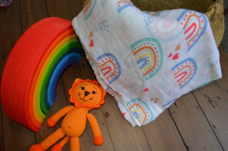 Baby Swaddling Wrap Newborn Swaddle Swaddle Blanket Vintage Floral /& Rainbow Muslin 47\u201dx47\u201d Bamboo Cotton Muslin Blanket