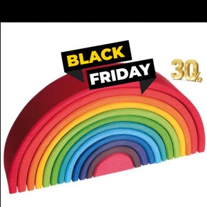 Apilador arcoíris de madera Montessori personalizado – Juguete de 12 piezas – Navidad – Oferta de Black Friday