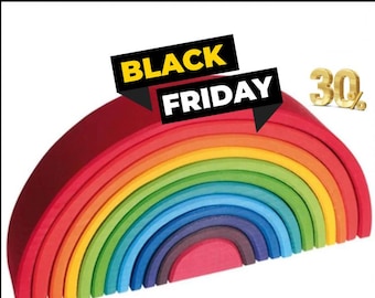 Personalized Montessori Wooden Rainbow Stacker – 12-Piece Toy – Christmas – Black Friday Deal