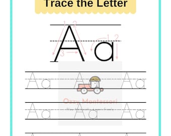 Printable Trace the Alphabet Worksheets A-Z Uppercase Lowercase Letters Kindergarten Homeschooling Practice Page