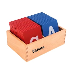 Personalized Montessori Lower and Capital Case Sandpaper Letters with Boxes | Montessori Preschool Educational Material