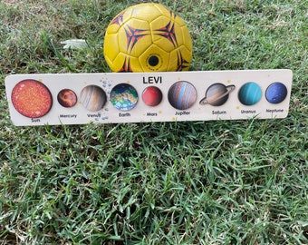 PERSONALIZED Handmade Wooden Solar System Montessori Puzzle With Planets | Educational Toys | Perfect Christmas Gift