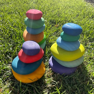 Personalized | 16Pcs Wooden Pepple Stacking Toy | Wooden Blocks Building Set | Preschool Educational Wooden Balance Stone