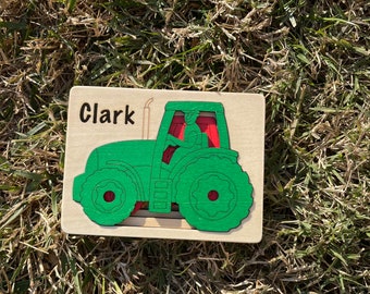 Personalized Multi-layered Wooden Puzzle | Tractor Puzzle | Jingsaw Puzzle | Montessori Puzzle