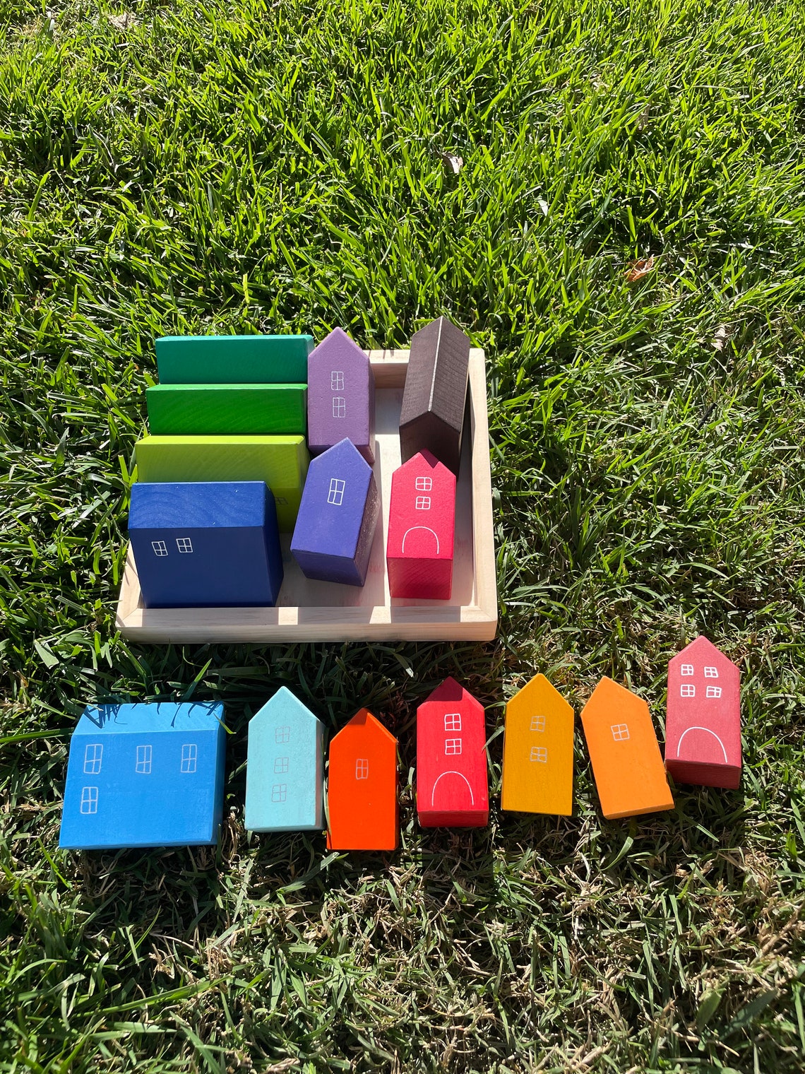 PERSONALIZED Village Building Blocks Set | Rainbow Buildings | Perfect ...