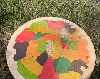 PERSONALIZED Montessori Animal Alphabet  | Wooden Educational Puzzle