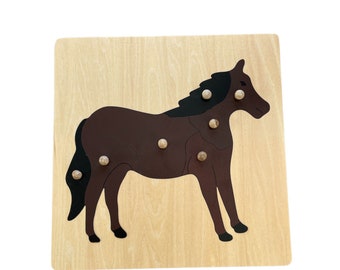 Personalized Montessori Horse Puzzle | Montessori Preschool With Knob Board