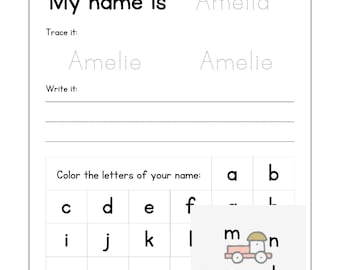 Customize Name Tracing Practice - Preschool Kindergarten Name Worksheet - DIGITAL - PRINTABLE