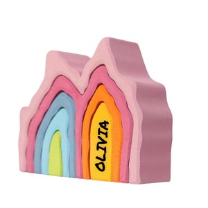 PERSONALIZED Four Elements Stacking | Coral Reef Stacker | Wooden Puzzle | Waldorf Toy | Sensory Toy