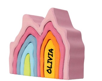 PERSONALIZED Four Elements Stacking | Coral Reef Stacker | Wooden Puzzle | Waldorf Toy | Sensory Toy