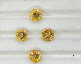 Naturlig Citrin Ädelsten, Rund Fasettslipad (10 x 7 mm)