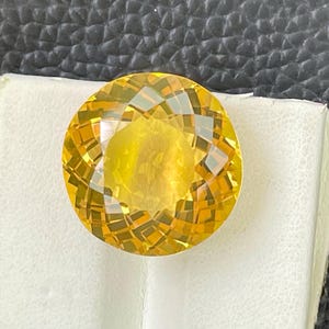Facetterad citrin ädelsten, rundslipad, naturlig lös sten (19,70 ct) bild 3