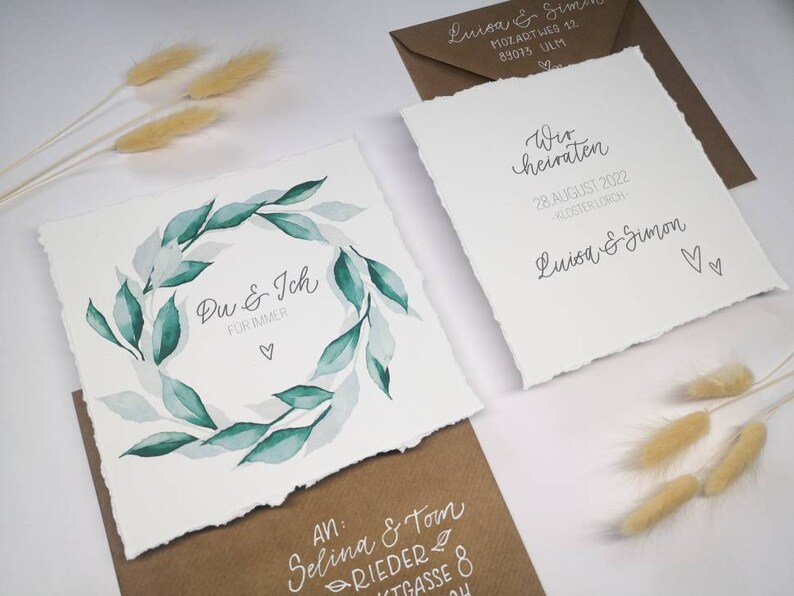 Save-the-Date Card Leaf wreath
