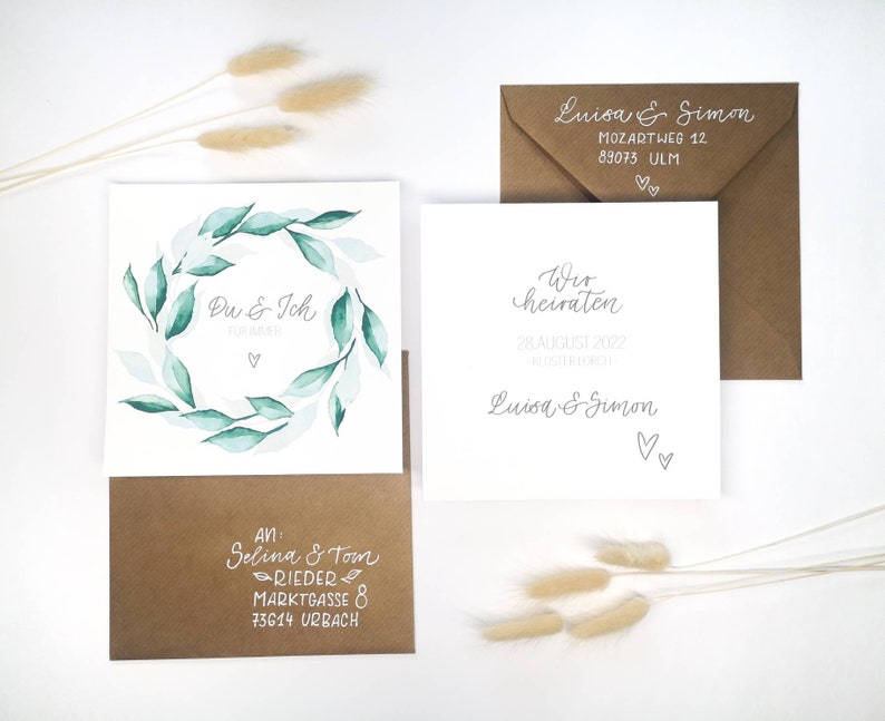 Save-the-Date Card Leaf wreath