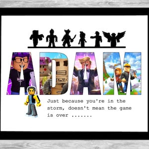 Personalised ROBLOX Name Word Art Gift Birthday Christmas Frame print