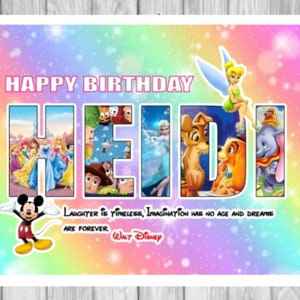 Carte d'anniversaire personnalisée faite main d'art de mot de Disney