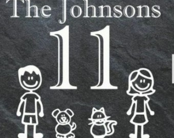 Number House Sign staffie dog Rustic welsh Personalised Slate Door Number House Sign staffie dog Rustic welsh Personalised Slate Door