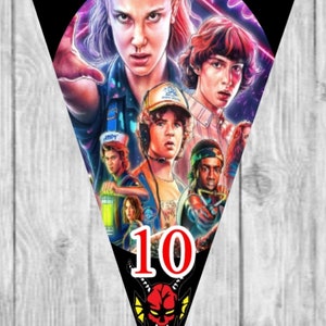 Personalised  Stranger Thing bunting, 6 flags, birthday, Party