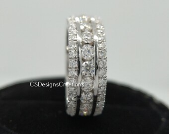 2.25 Cts Round Cut Diamond Eternity Band, Stacking Band 925 Silver Full Eternity Band Wedding Band For Women Unique Anniversary Band For Her