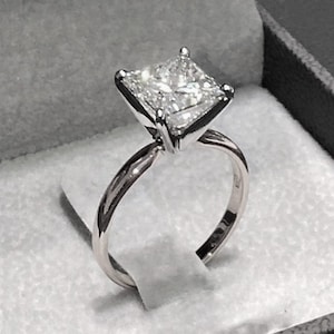 Princess Diamond Engagement Ring, Forever Classy Solitaire Ring, 2 Ct Princess Cut Engagement Ring, Anniversary Wedding Ring For Women