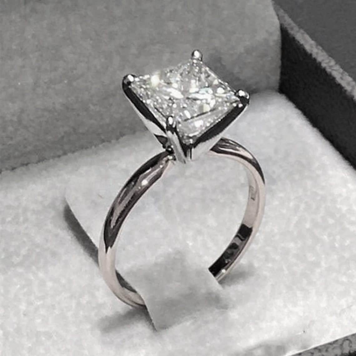 Princess cut silver engagement rings sale