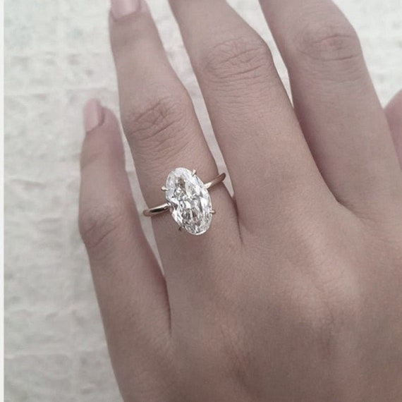 Diamond Engagement Ring 3.00 CT Oval Cut Diamond Ring Hidden