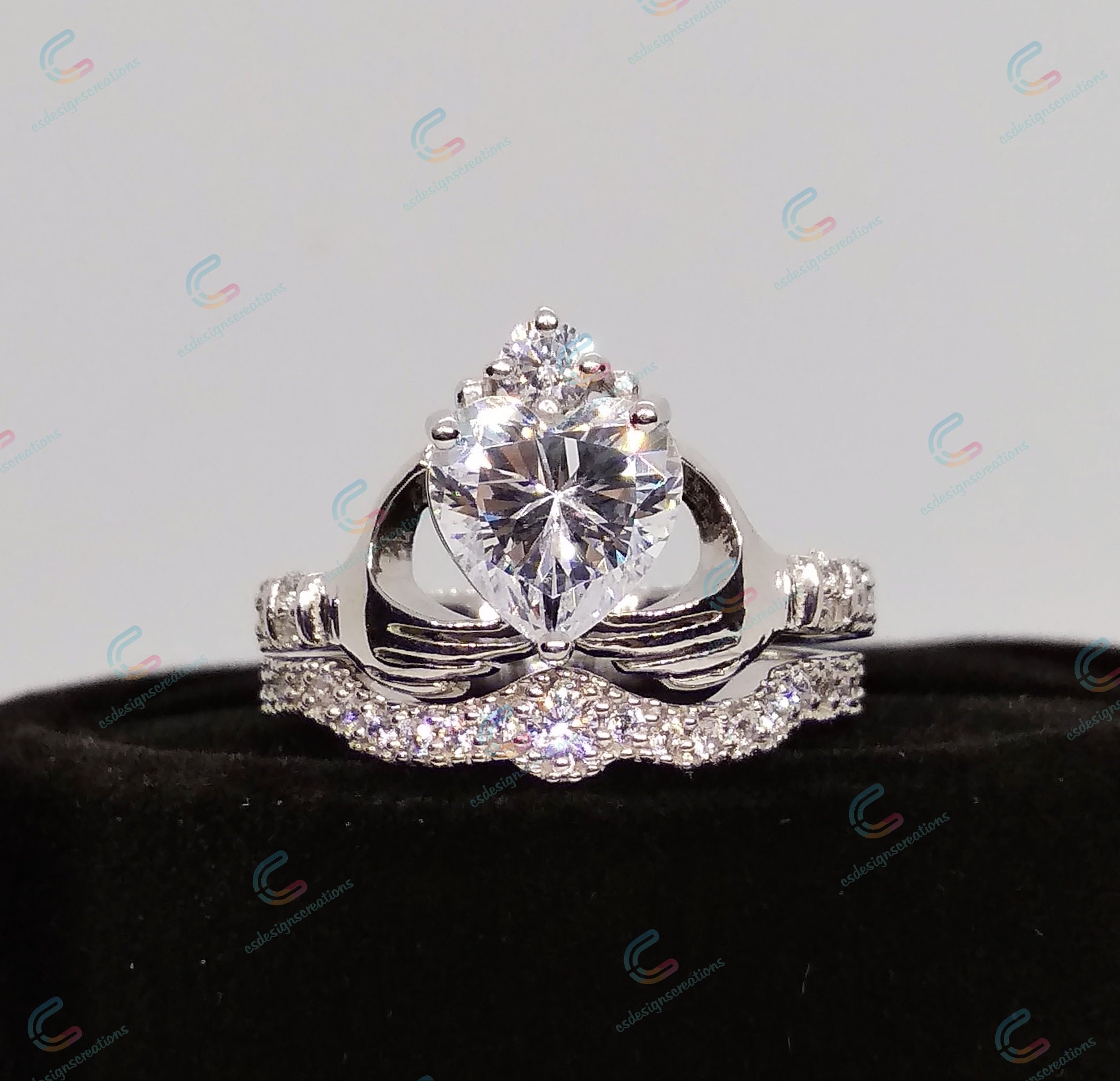 Cz Diamond Engagement Ring Set 