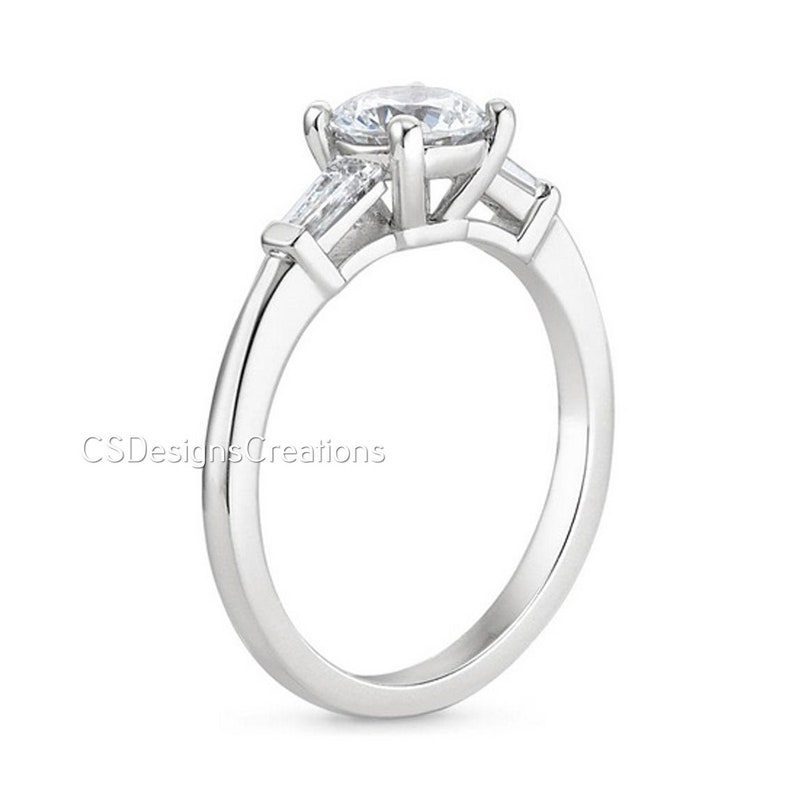1.90 Ct Round Brilliant Moissanite Engagement Ring 3 Stone Ring Near Colorless Moissanite Bridal Ring Brilliant Moissanite Proposal Ring