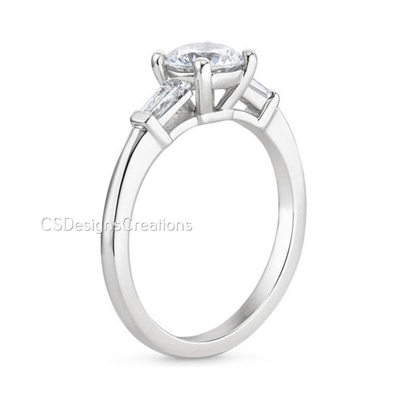1.90 Ct Round Brilliant Moissanite Engagement Ring 3 Stone Ring Near Colorless Moissanite Bridal Ring Brilliant Moissanite Proposal Ring