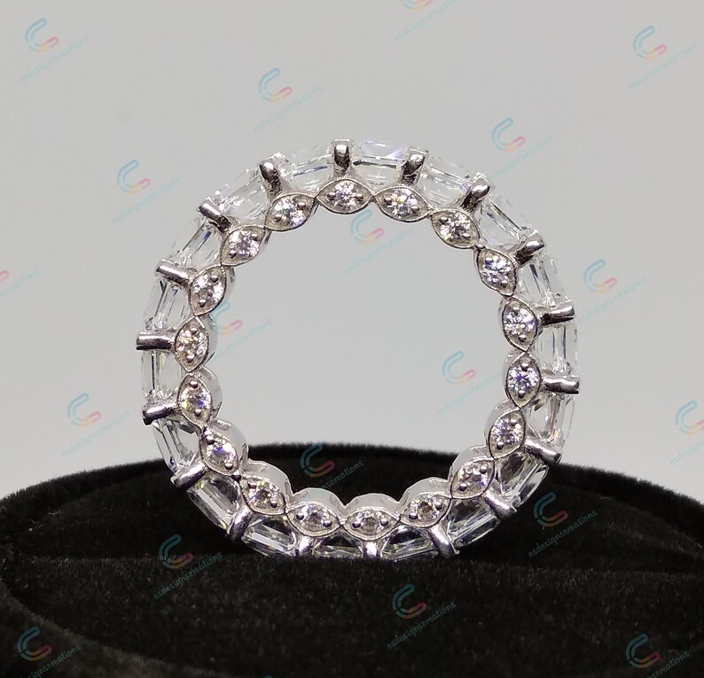 5.5 MM Princess Cut Cz Diamond Eternity Band In 925 Sterling Silver Princess Full Eternity Wedding Anniversary Band Ring Cocktail Ring Gift