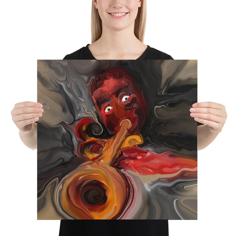 Pour Ink Painting Wall Art Print Louis Armstrong Poster