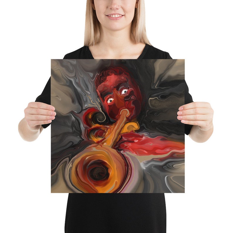 Pour Ink Painting Wall Art Print Louis Armstrong Poster