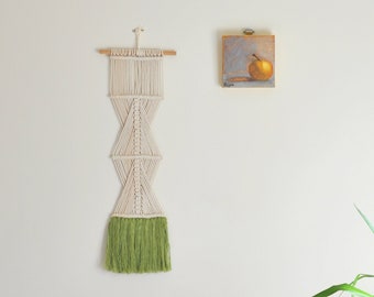 Groene grote Macrame muur opknoping, Macrame muur opknoping, boho muur opknoping, tapijt achtergrond, 100% katoenen touw