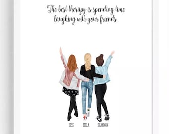 Personalised Friend girlfriend best friend Picture Print birthday leaving gift People Unframed Gift gift A4 A3
