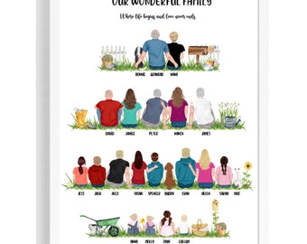 Personalised Family generation  Father's day gift print | birthday gift | Family tree |unique Gift mum dad nan grandma friend gift A4 A3