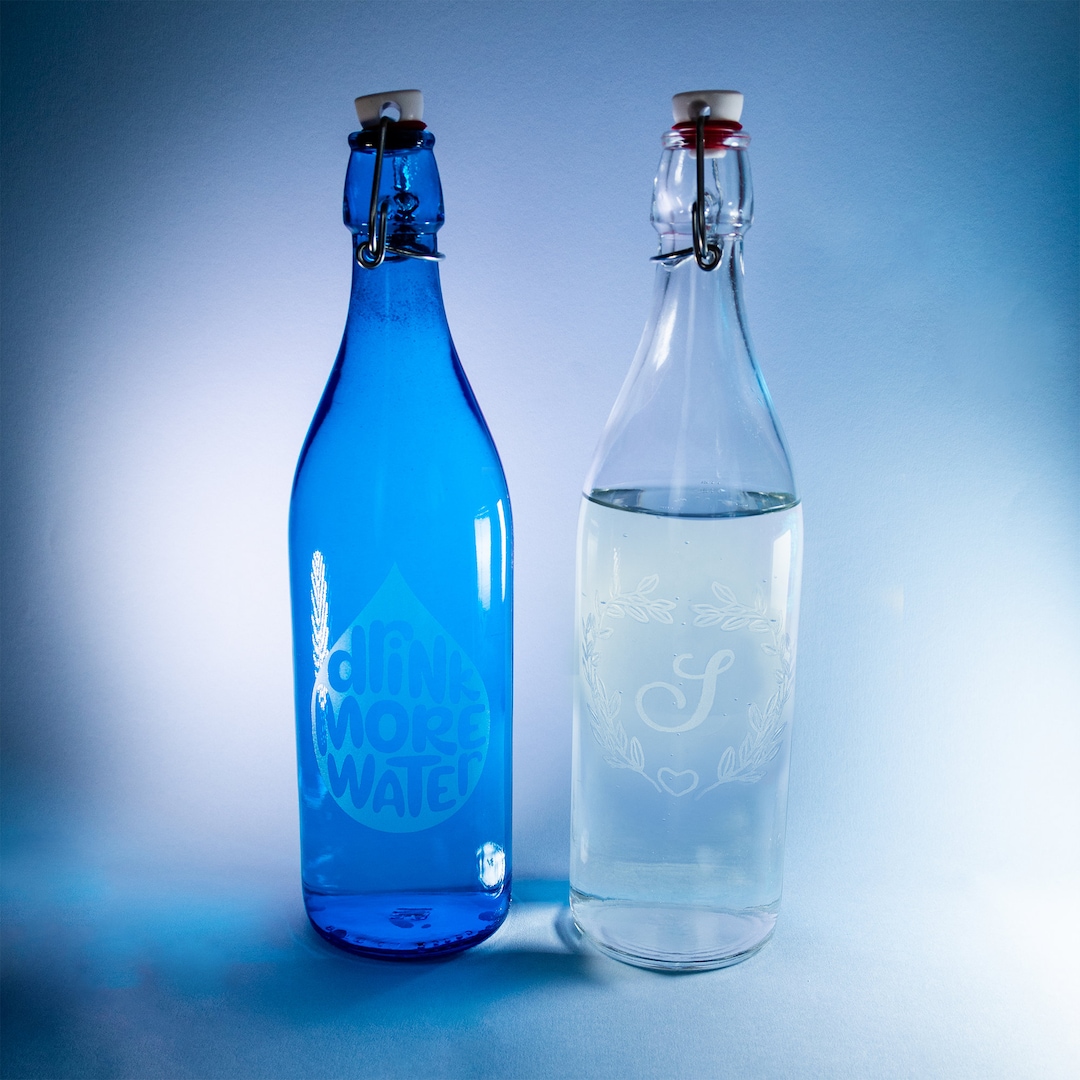 Personalised Glass Swing Top Bottles 1 Litre Engraved Text or Logo