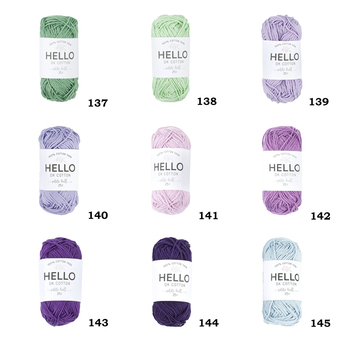 Hello Cotton 25g 50g 100 Cotton Yarn DK Knitting Etsy UK