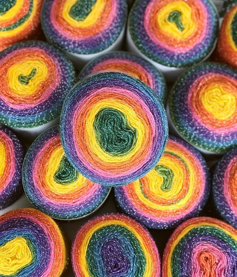 Papatya Silver Yarn Cake Multi Colored Yarn Self Striping Etsy