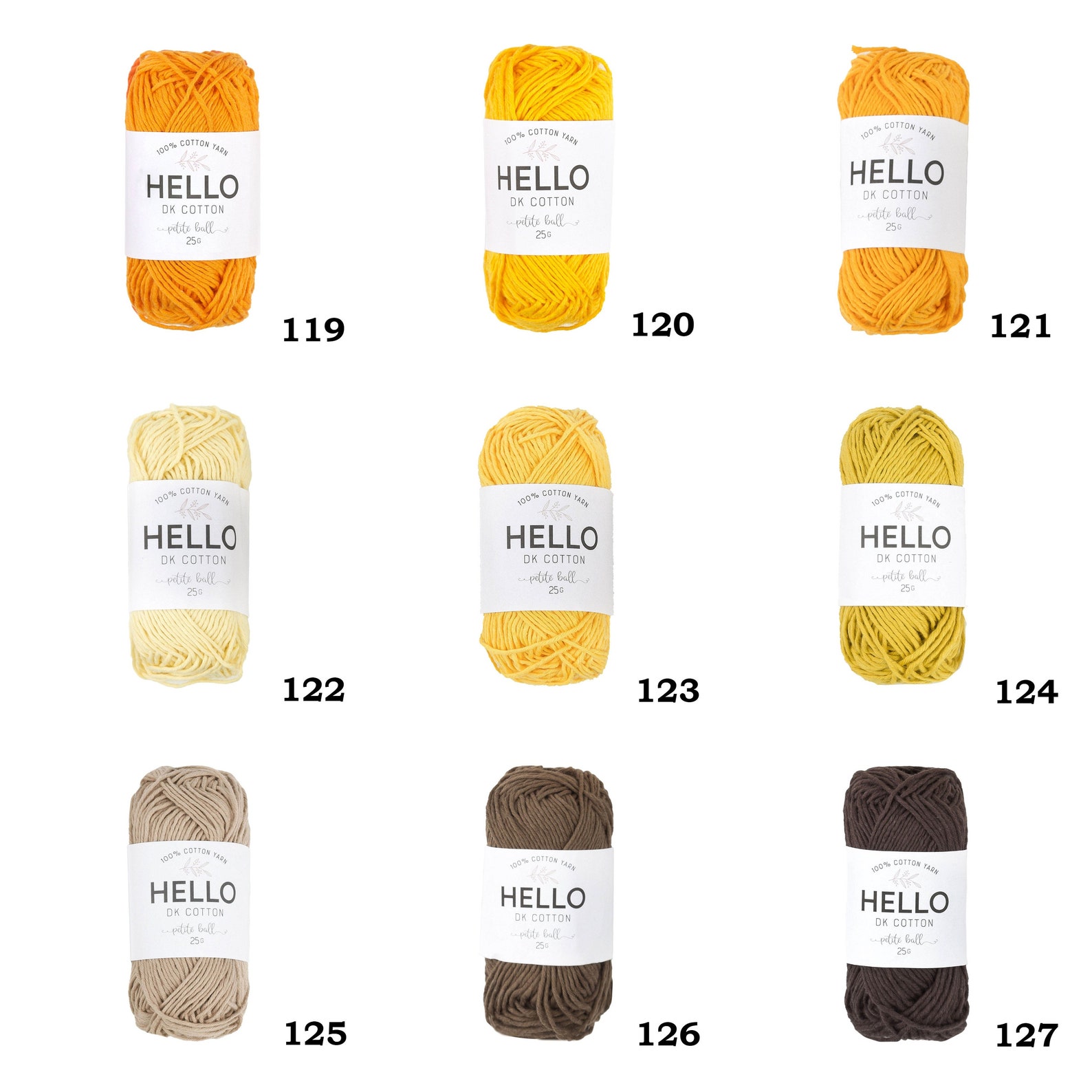 Hello Cotton 25g 50g 100 Cotton Yarn DK Knitting Etsy UK