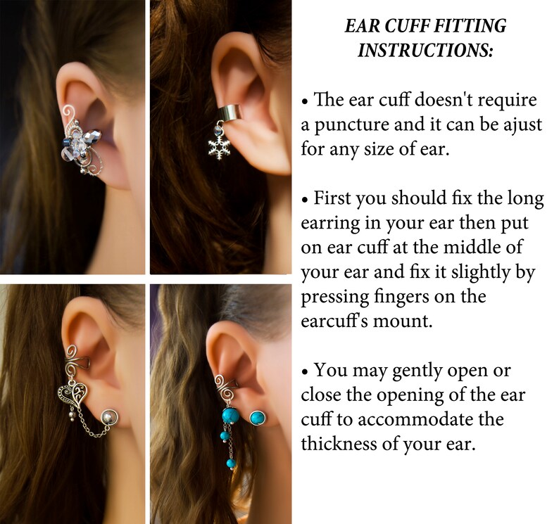 Earrings gift Long gray earrings Chain earring Earrings ear cuff Long chain earrings gray Earrings chains Dark gray earrings chain