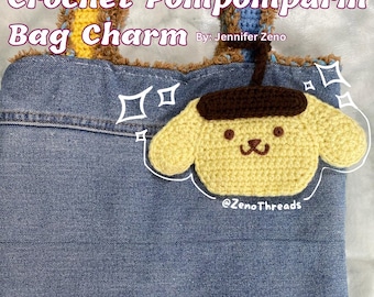 Modello per ciondolo per borsa a forma di cucciolo, marsupio all'uncinetto, ciondolo per borsa all'uncinetto, ciondolo per borsa a forma di cane all'uncinetto