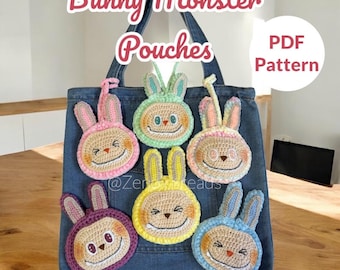 Modello all'uncinetto per marsupio/ciondolo a forma di mostro coniglietto