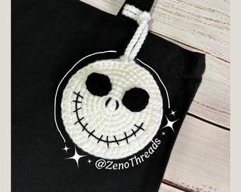 Borsa a forma di teschio all'uncinetto, ciondolo per borsa all'uncinetto, teschio all'uncinetto