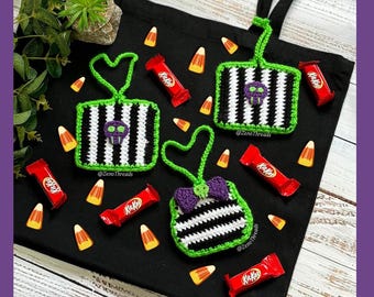 Ciondolo per borsa a forma di scarabeo all'uncinetto, pochette all'uncinetto, ciondolo per borsa all'uncinetto, scarabeo all'uncinetto