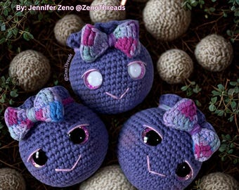 Modello di peluche Bow Berry, modello di peluche mirtillo all'uncinetto