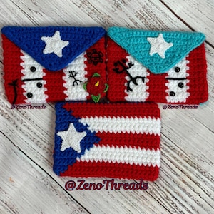 Crochet  Puerto Rican Flag Wallet pattern, Puerto Rican Flag, crochet wallet