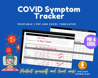 COVID Tägliche Symptome Medizinische Checker Printable Tracker | PDF und Excel Vorlage | Sofort Download
