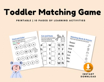 Passendes Spiel für Kleinkinder, druckbares Suchen und Zuordnen, Ausschneiden und Einfügen, Suchen und Ausmalen, Aktivitätsarbeitsblätter, Vorschullernen für Kinder im Alter von 1-5